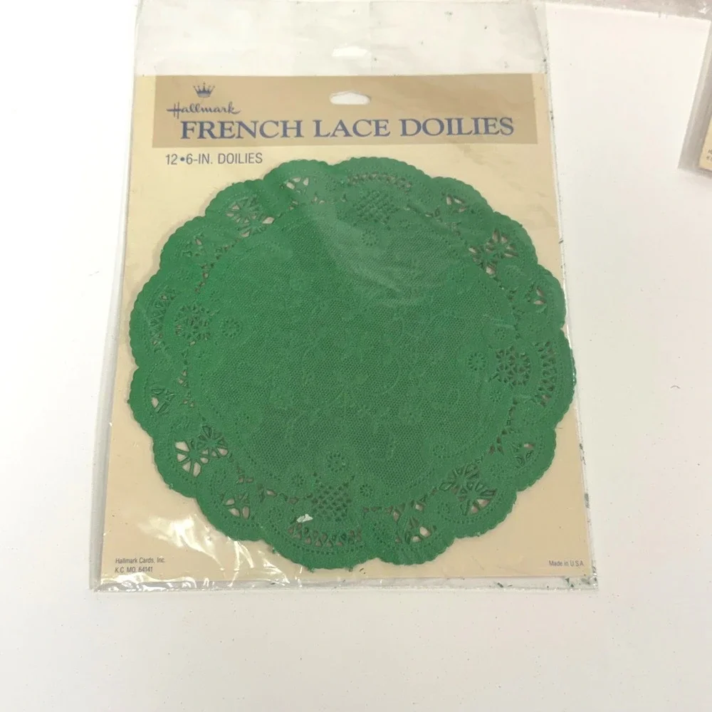 Vintage Hallmark French Lace Doilies Red Green Paper Lot of 3 Packs 6in 10in